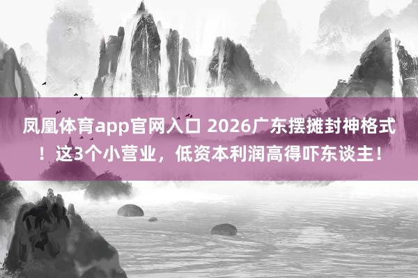凤凰体育app官网入口 2026广东摆摊封神格式！这3个小营业，低资本利润高得吓东谈主！