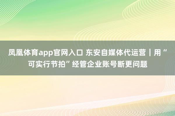 凤凰体育app官网入口 东安自媒体代运营｜用“可实行节拍”经管企业账号断更问题