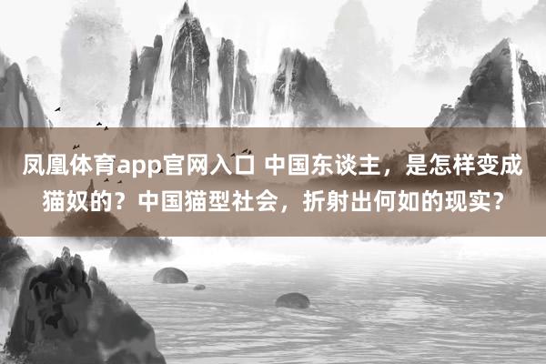 凤凰体育app官网入口 中国东谈主，是怎样变成猫奴的？中国猫型社会，折射出何如的现实？