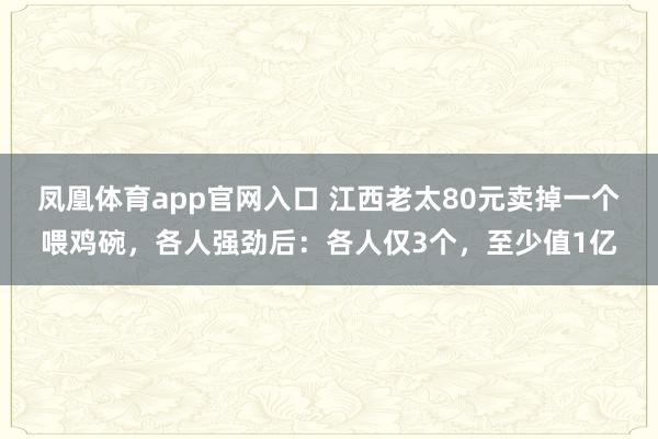 凤凰体育app官网入口 江西老太80元卖掉一个喂鸡碗，各人强劲后：各人仅3个，至少值1亿