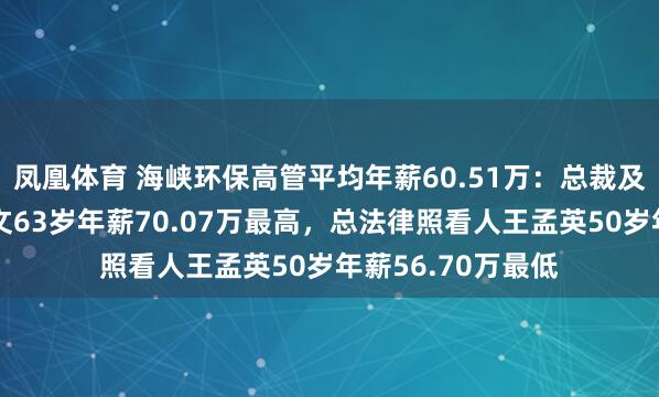凤凰体育 海峡环保高管平均年薪60.51万：总裁及非恬逸董事卓贤文63岁年薪70.07万最高，总法律照看人王孟英50岁年薪56.70万最低