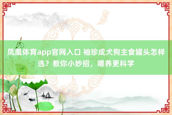 凤凰体育app官网入口 袖珍成犬狗主食罐头怎样选？教你小妙招，喂养更科学